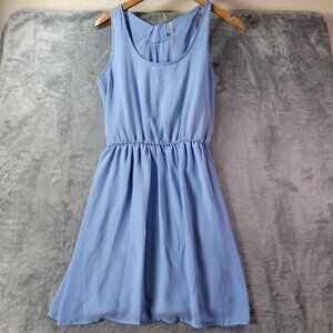 Women’s Blue Sleeveless Mini Dress Small Cinched Waist Casual Summer Party Dress